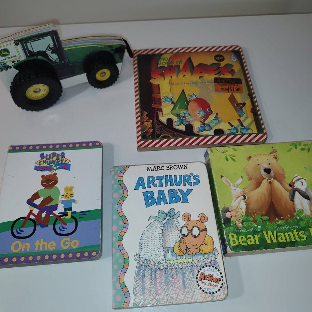 Five Vtg. Children's Board Pages First Reader -AS IS Flaws